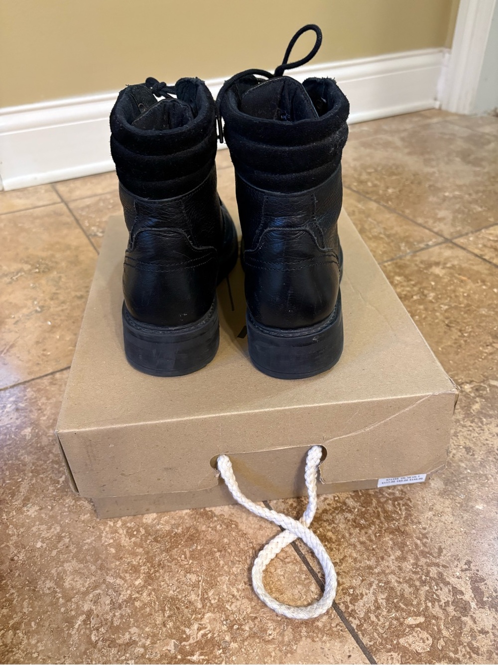 Fat Face Black Leather Lace-Up Ankle Boots - Picture 4 of 6
